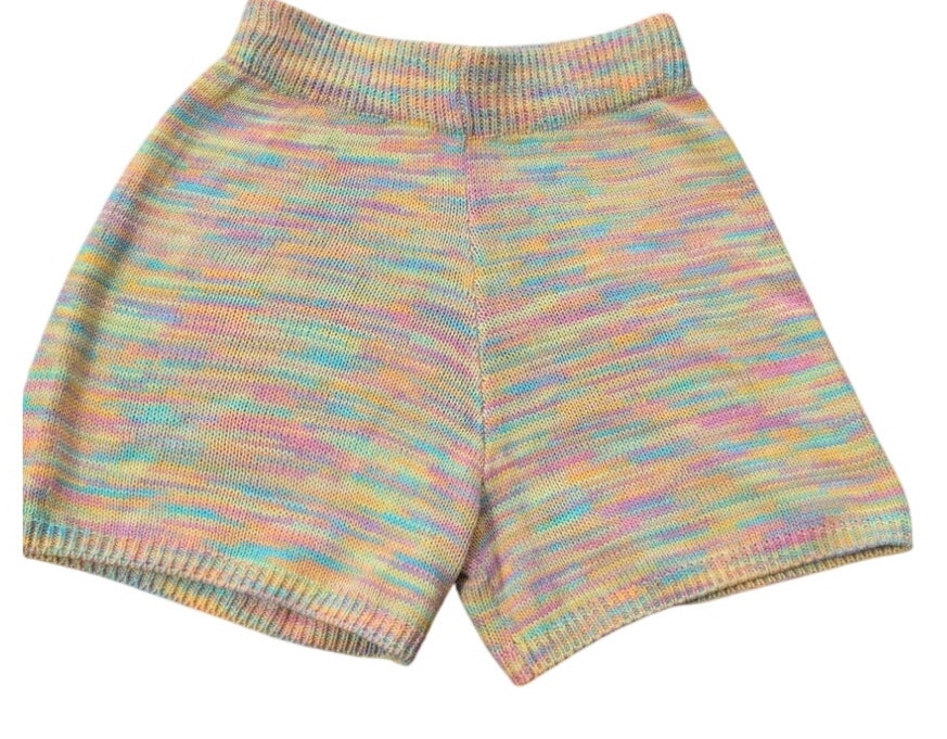 Sage & Oak Sweater Knit Shorts Barbiecore Rainbow Sherbet Crochet Medium